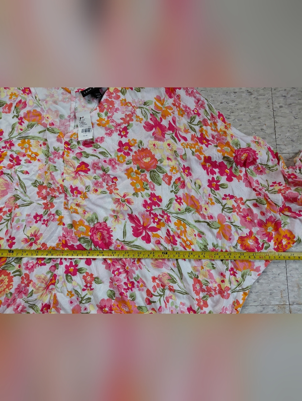 Lane Bryant Women's Plus Size 26/28 Floral V-Neck Blouse  Dolman Sleeve - Picture 10 of 11